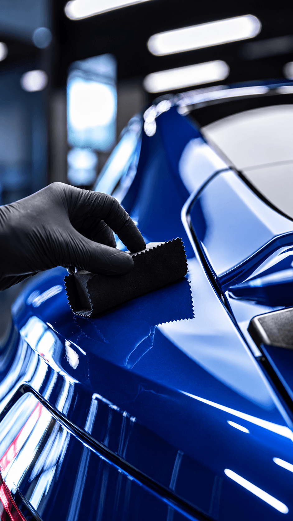 CleanWorx specialist applying certified System X ceramic coating layer on vehicle clear coat in the Basking Ridge shop